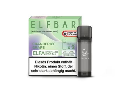 Elf Bar - Elfa - 2ml Prefilled Pods (2 Stück pro Packung) - Cranberry Grape 1er Packung 20 mg/ml- Vapes4you