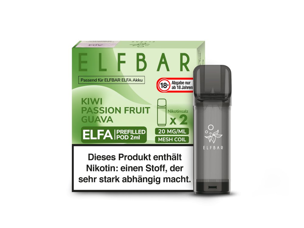 Elf Bar - Elfa - 2ml Prefilled Pods (2 Stück pro Packung) - Kiwi Passion Fruit Guava 1er Packung 20 mg/ml- Vapes4you