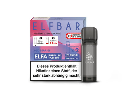 Elf Bar - Elfa - 2ml Prefilled Pods (2 Stück pro Packung) - Mix Berries 1er Packung 20 mg/ml- Vapes4you
