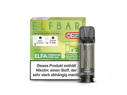 Elf Bar - Elfa - 2ml Prefilled Pods (2 Stück pro Packung) - Pear 1er Packung 20 mg/ml- Vapes4you
