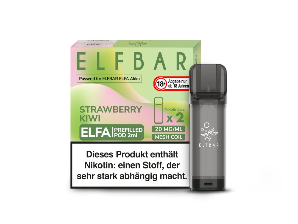 Elf Bar - Elfa - 2ml Prefilled Pods (2 Stück pro Packung) - Strawberry Kiwi 1er Packung 20 mg/ml- Vapes4you