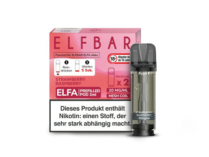 Elf Bar - Elfa - 2ml Prefilled Pods (2 Stück pro Packung) - Strawberry Raspberry 1er Packung 20 mg/ml- Vapes4you
