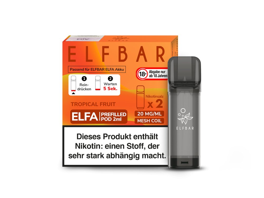 Elf Bar - Elfa - 2ml Prefilled Pods (2 Stück pro Packung) - Tropical Fruit 1er Packung 20 mg/ml- Vapes4you