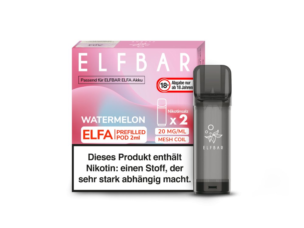 Elf Bar - Elfa - 2ml Prefilled Pods (2 Stück pro Packung) - Watermelon 1er Packung 20 mg/ml- Vapes4you