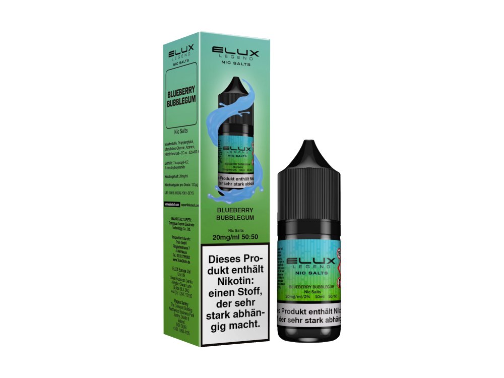 Elux - Blueberry Bubblegum - 10ml Fertigliquid (Nikotinsalz) - Blueberry Bubblegum 1er Packung 10 mg/ml- Vapes4you