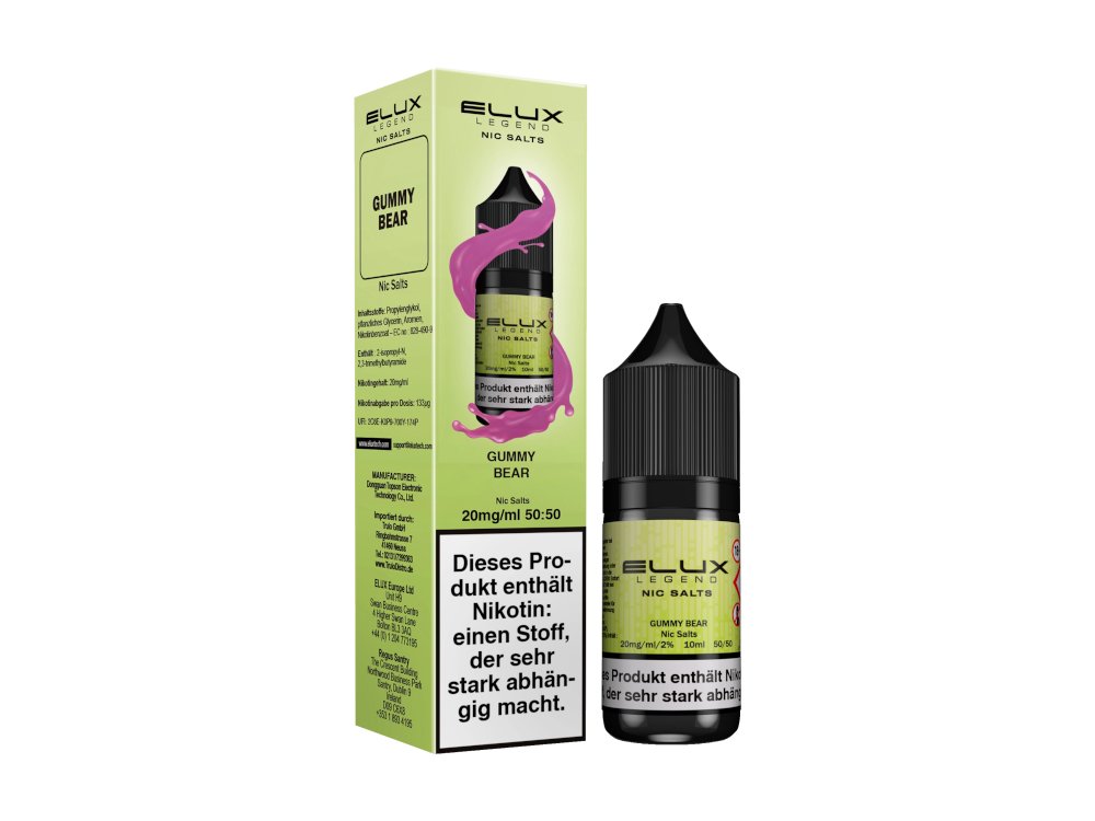 Elux - Gummy Bear - 10ml Fertigliquid (Nikotinsalz) - Gummy Bear 1er Packung 20 mg/ml- Vapes4you