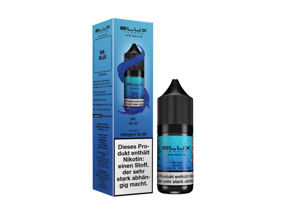 Elux - Mr Blue - 10ml Fertigliquid (Nikotinsalz) - Mr Blue 1er Packung 10 mg/ml- Vapes4you