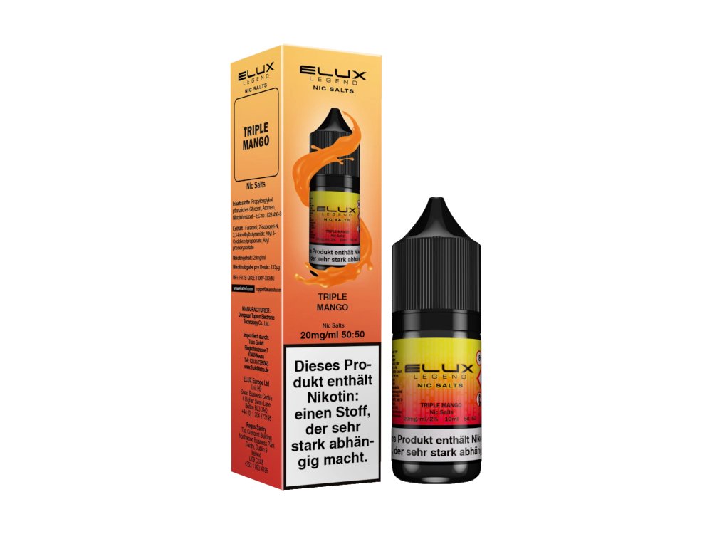 Elux - Triple Mango - 10ml Fertigliquid (Nikotinsalz) - Triple Mango 1er Packung 10 mg/ml- Vapes4you