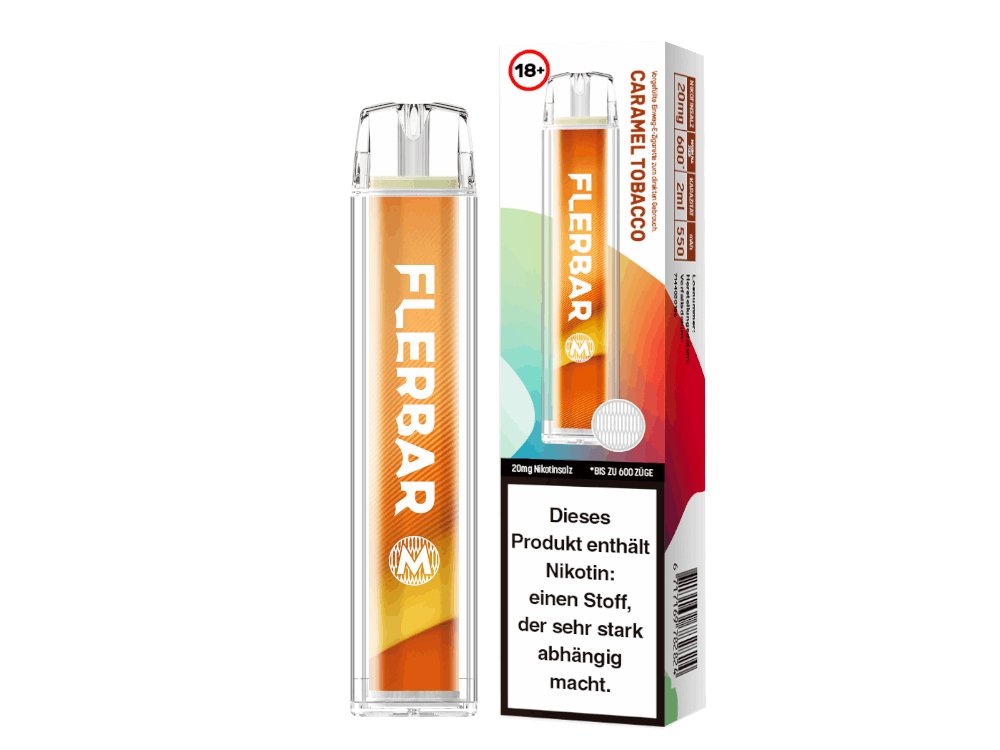 Flerbar - M - Einweg E-Zigarette (Nikotin) - Caramel Tobacco 1er Packung 20 mg/ml- Vapes4you