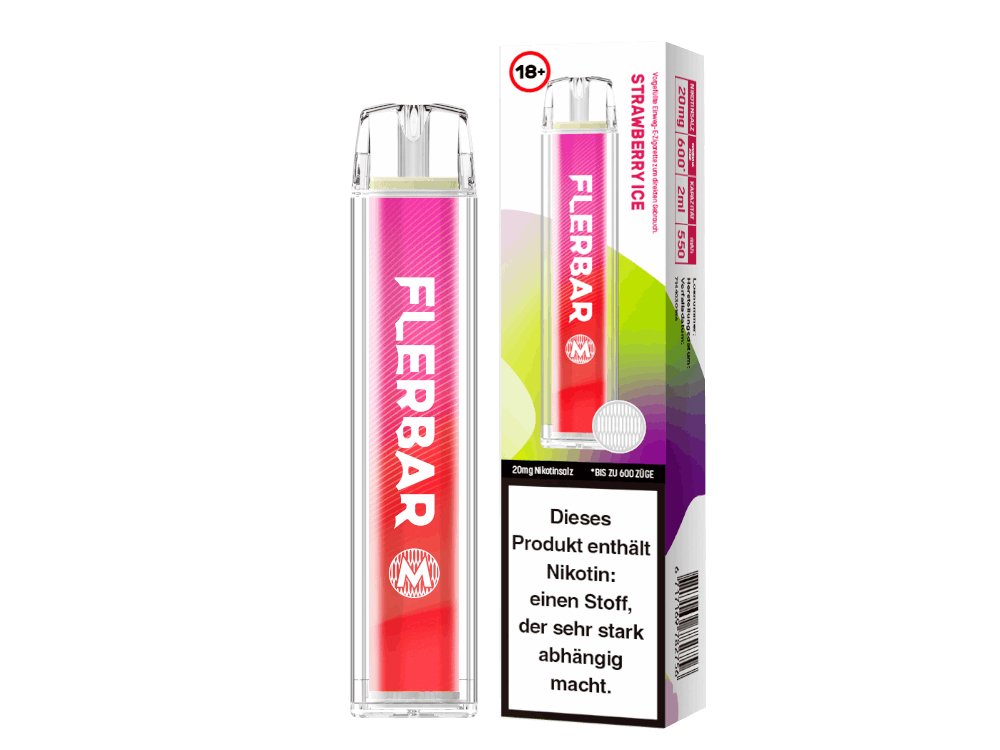Flerbar - M - Einweg E-Zigarette (Nikotin) - Strawberry Ice 1er Packung 20 mg/ml- Vapes4you