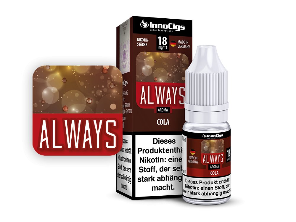 InnoCigs - Always Cola - 10ml Fertigliquid (Nikotinfrei/Nikotin) - 1er Packung 0 mg/ml - Vapes4you