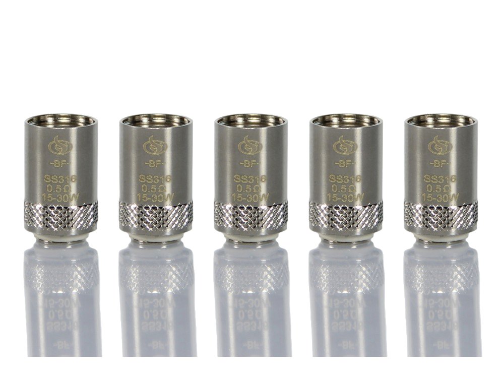 InnoCigs - BF SS316 - Heads 1,0 Ohm / 0,6 Ohm / 0,5 Ohm (5 Stück pro Packung) - 1er Packung 0,5 Ohm - Vapes4you