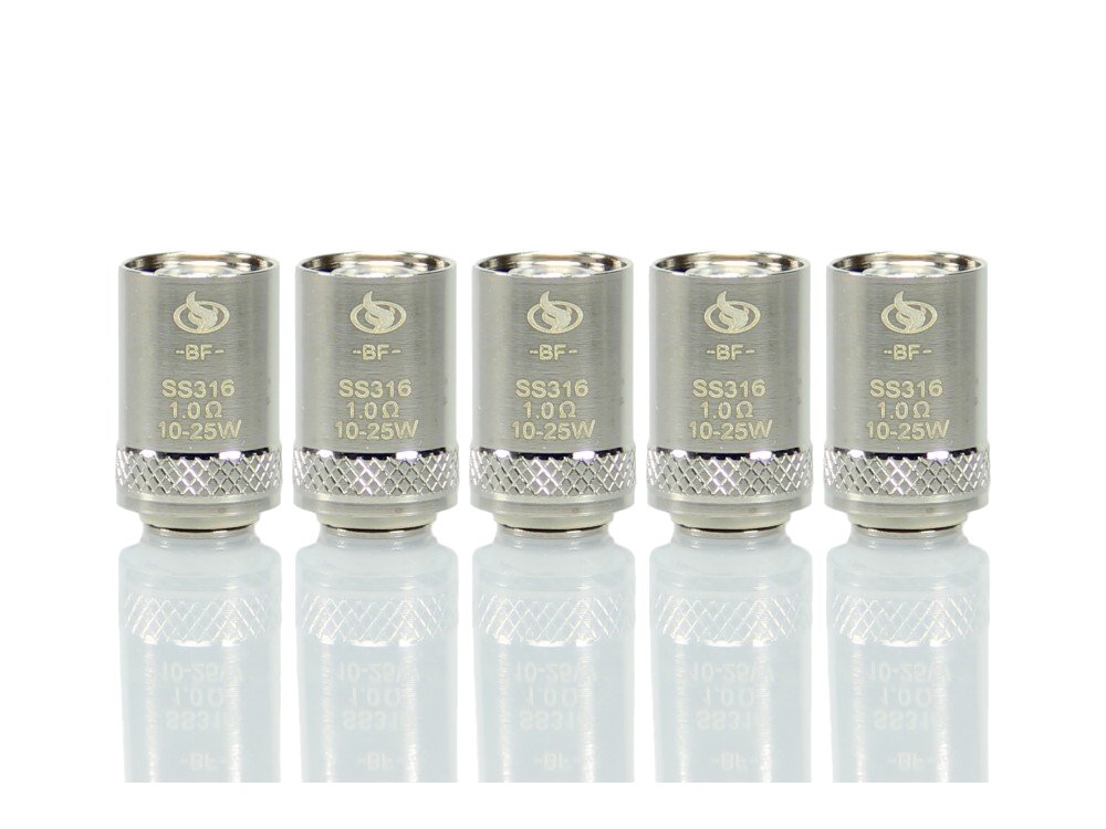 InnoCigs - BF SS316 - Heads 1,0 Ohm / 0,6 Ohm / 0,5 Ohm (5 Stück pro Packung) - 1er Packung 1,0 Ohm - Vapes4you