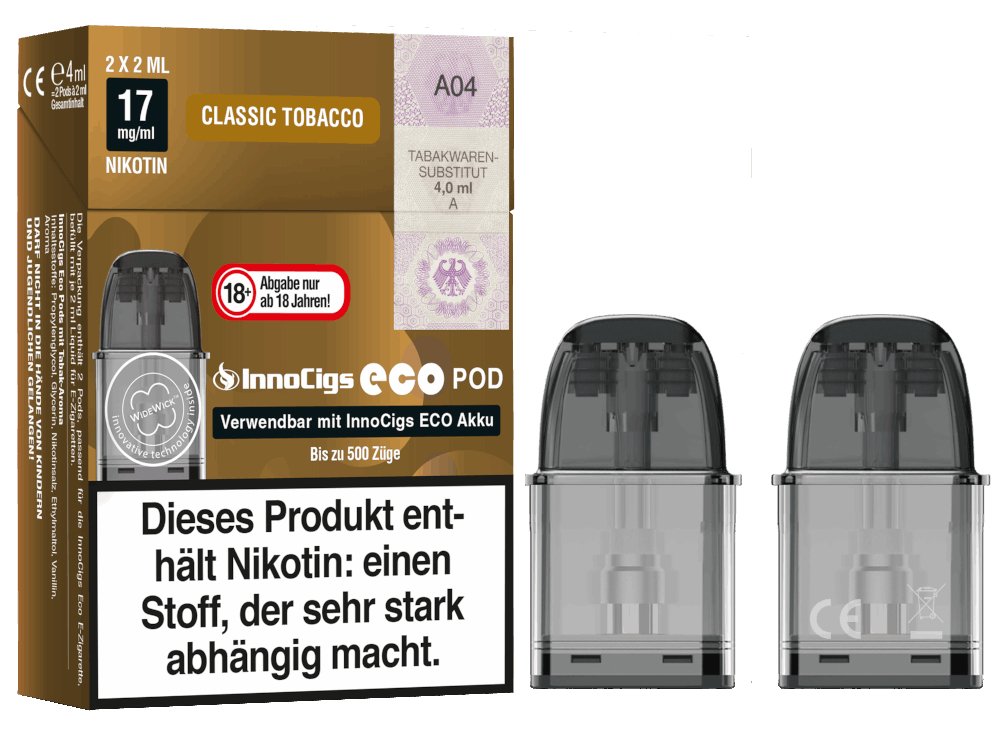 InnoCigs - Eco - 2ml Prefilled Pods mit Head 1,2 Ohm (2 Stück pro Packung) - Classic Tobacco 1er Packung - Vapes4you