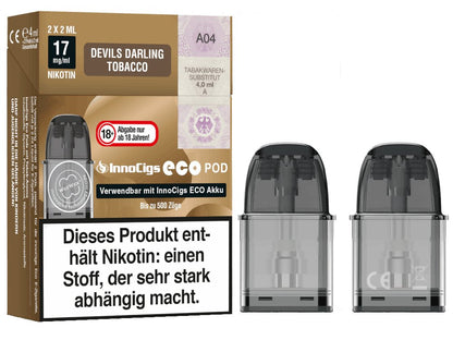 InnoCigs - Eco - 2ml Prefilled Pods mit Head 1,2 Ohm (2 Stück pro Packung) - Devils Darling Tobacco 1er Packung - Vapes4you