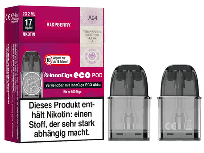 InnoCigs - Eco - 2ml Prefilled Pods mit Head 1,2 Ohm (2 Stück pro Packung) - Lush Raspberry 1er Packung - Vapes4you