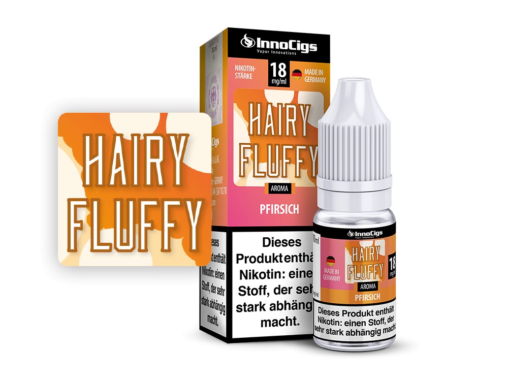 InnoCigs - Hairy Fluffy Pfirsich - 10ml Fertigliquid (Nikotinfrei/Nikotin) - 1er Packung 0 mg/ml - Vapes4you