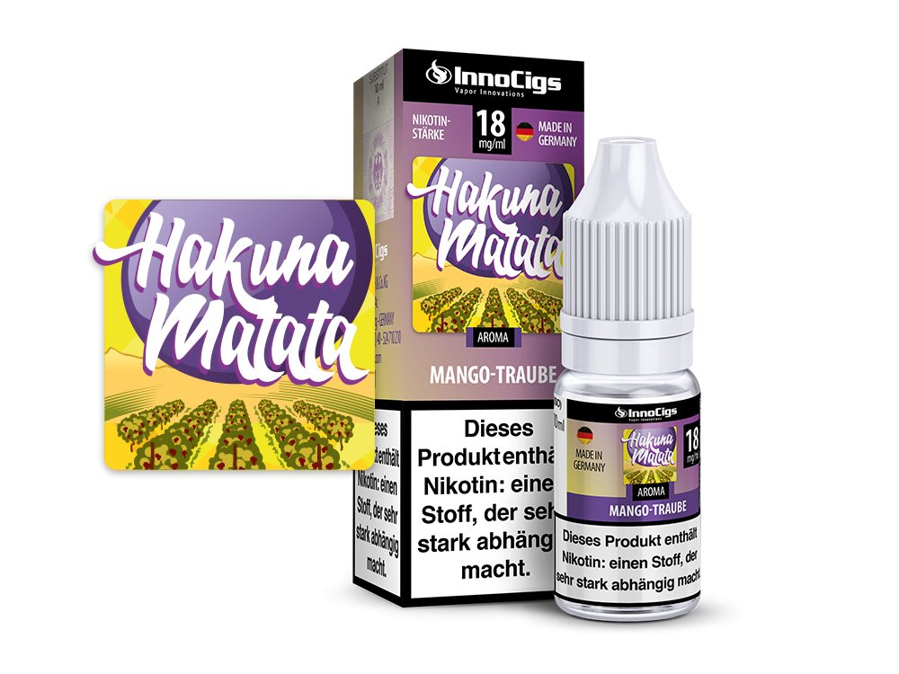 InnoCigs - Hakuna Matata Traube - 10ml Fertigliquid (Nikotinfrei/Nikotin) - 1er Packung 18 mg/ml - Vapes4you