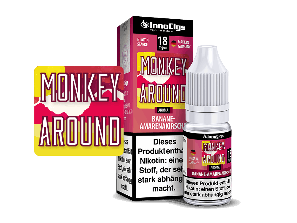 InnoCigs - Monkey Around Bananen Amarenakirsche - 10ml Fertigliquid (Nikotinfrei/Nikotin) - 1er Packung 3 mg/ml - Vapes4you
