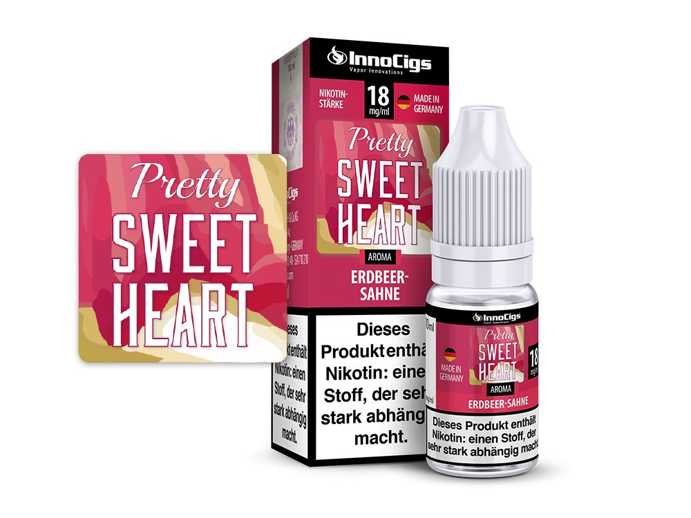 InnoCigs - Pretty Sweetheart Sahne-Erdbeer - 10ml Fertigliquid (Nikotinfrei/Nikotin) - 1er Packung 18 mg/ml - Vapes4you