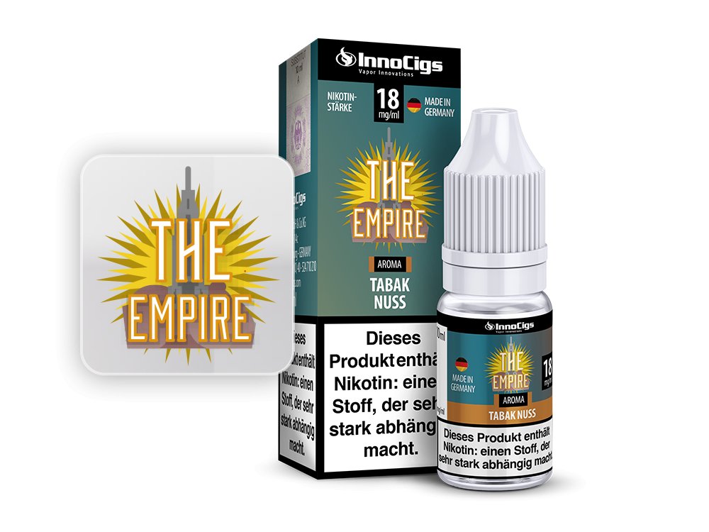 InnoCigs - The Empire Tabak Nuss - 10ml Fertigliquid (Nikotinfrei/Nikotin) - 1er Packung 0 mg/ml - Vapes4you