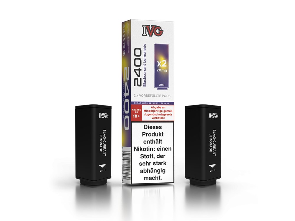 IVG - 2400 - 2ml Prefilled Pods (2 Stück pro Packung) - Blackcurrant Lemonade 1er Packung 20 mg/ml- Vapes4you