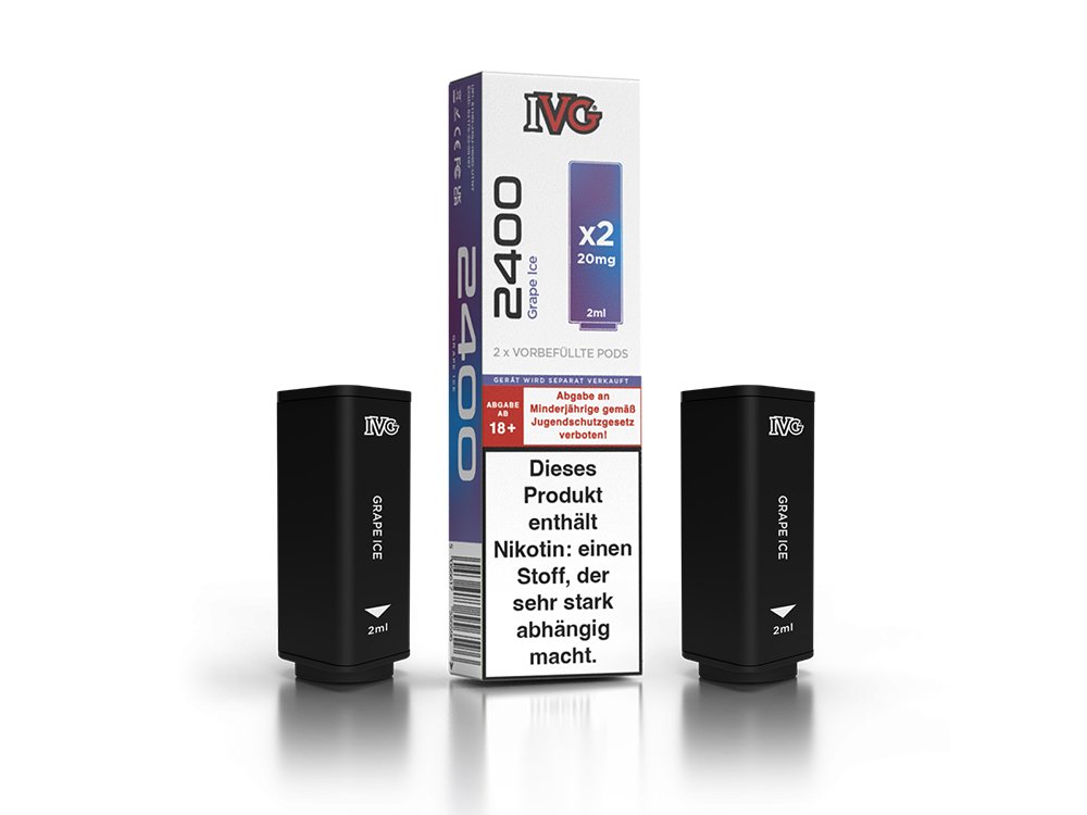 IVG - 2400 - 2ml Prefilled Pods (2 Stück pro Packung) - Grape Ice 1er Packung 20 mg/ml- Vapes4you