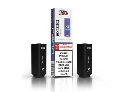 IVG - 2400 - 2ml Prefilled Pods (2 Stück pro Packung) - Grape Ice 1er Packung 20 mg/ml- Vapes4you