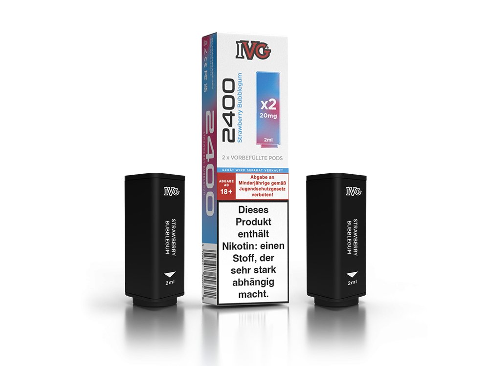 IVG - 2400 - 2ml Prefilled Pods (2 Stück pro Packung) - Strawberry Bubblegum 1er Packung 20 mg/ml- Vapes4you