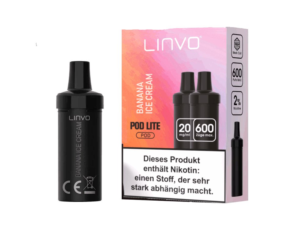 Linvo - Pod Lite - 2ml Prefilled Cartridge (2 Stück pro Packung) - Banana Ice Cream 1er Packung 20 mg/ml- Vapes4you