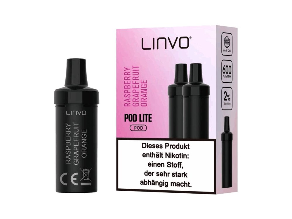 Linvo - Pod Lite - 2ml Prefilled Cartridge (2 Stück pro Packung) - Raspberry Grapefruit Orange 1er Packung 20 mg/ml Vapes4you
