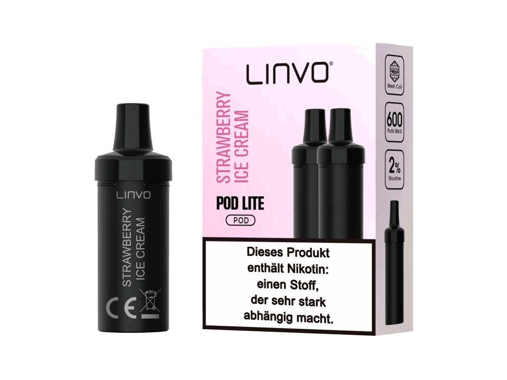 Linvo - Pod Lite - 2ml Prefilled Cartridge (2 Stück pro Packung) - Strawberry Ice Cream 1er Packung 20 mg/ml- Vapes4you