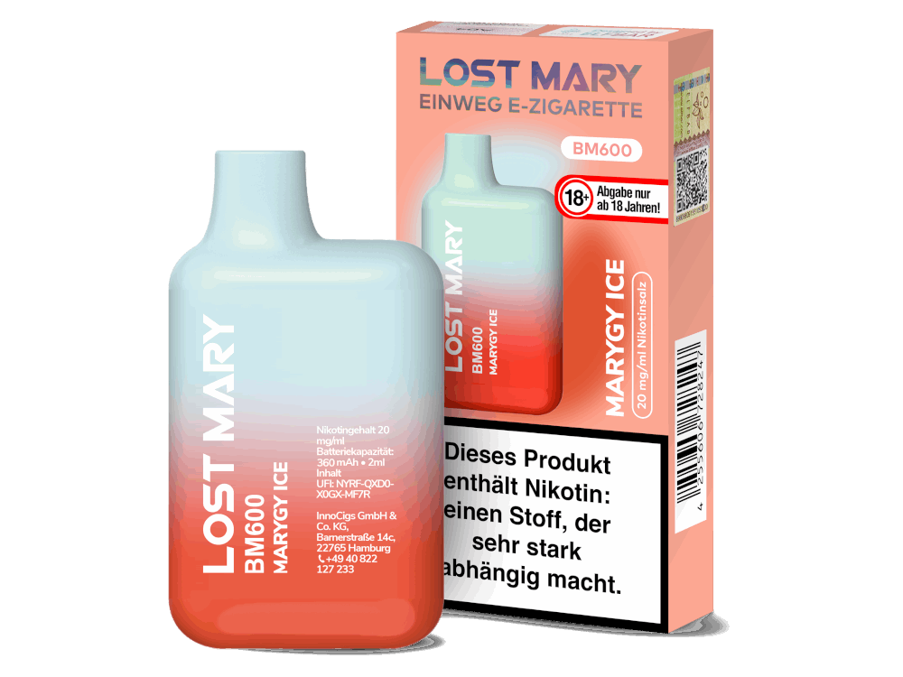 Lost Mary - BM600 - Einweg E-Zigarette (Nikotin) - Marybull Ice 1er Packung 20 mg/ml- Vapes4you