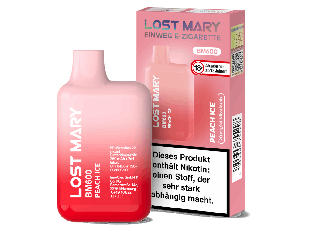 Lost Mary - BM600 - Einweg E-Zigarette (Nikotin) - Peach Ice 1er Packung 20 mg/ml- Vapes4you