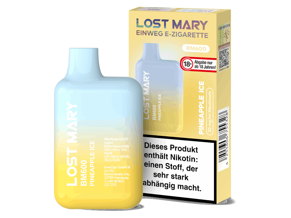 Lost Mary - BM600 - Einweg E-Zigarette (Nikotin) - Pineapple Ice 1er Packung 20 mg/ml- Vapes4you