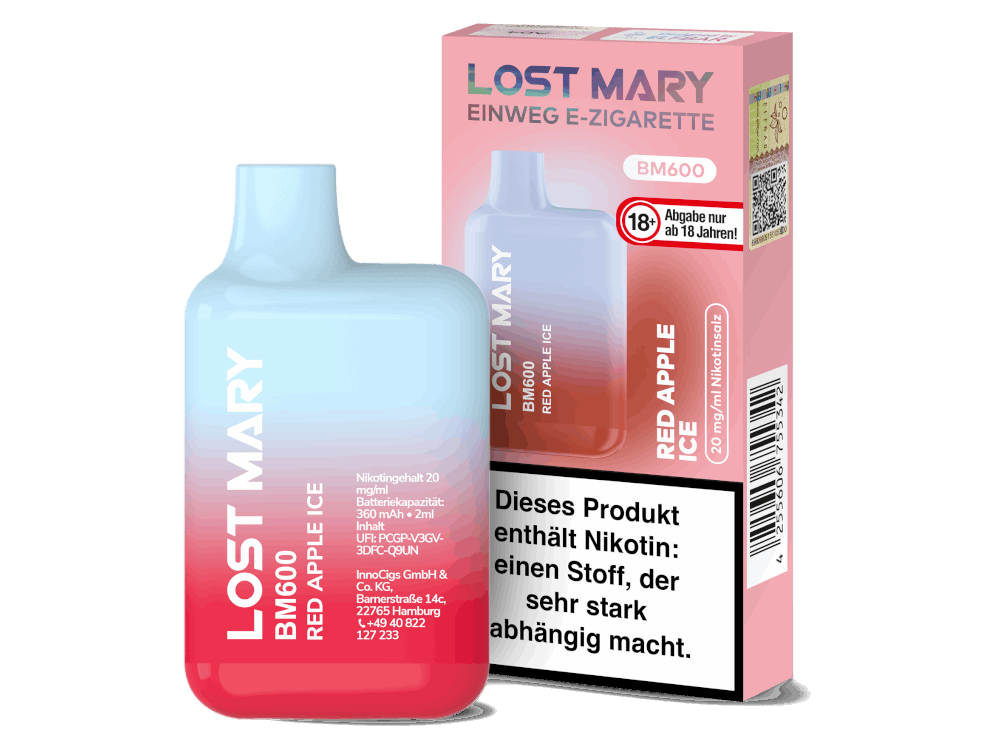 Lost Mary - BM600 - Einweg E-Zigarette (Nikotin) - Red Apple Ice 1er Packung 20 mg/ml- Vapes4you
