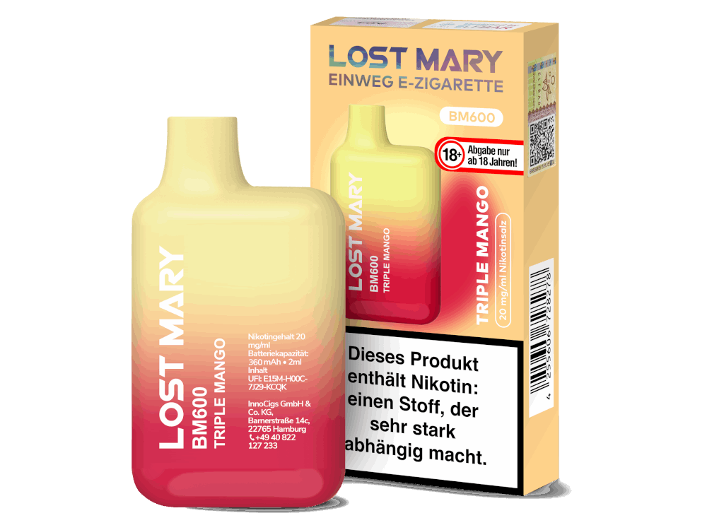 Lost Mary - BM600 - Einweg E-Zigarette (Nikotin) - Triple Mango 1er Packung 20 mg/ml- Vapes4you