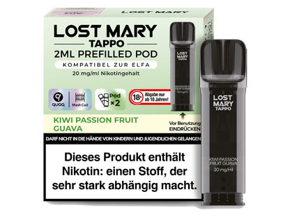 Lost Mary - Tappo - 2ml Prefilled Pods (2 Stück pro Packung) - Kiwi Passion Fruit Guava 1er Packung 20 mg/ml- Vapes4you