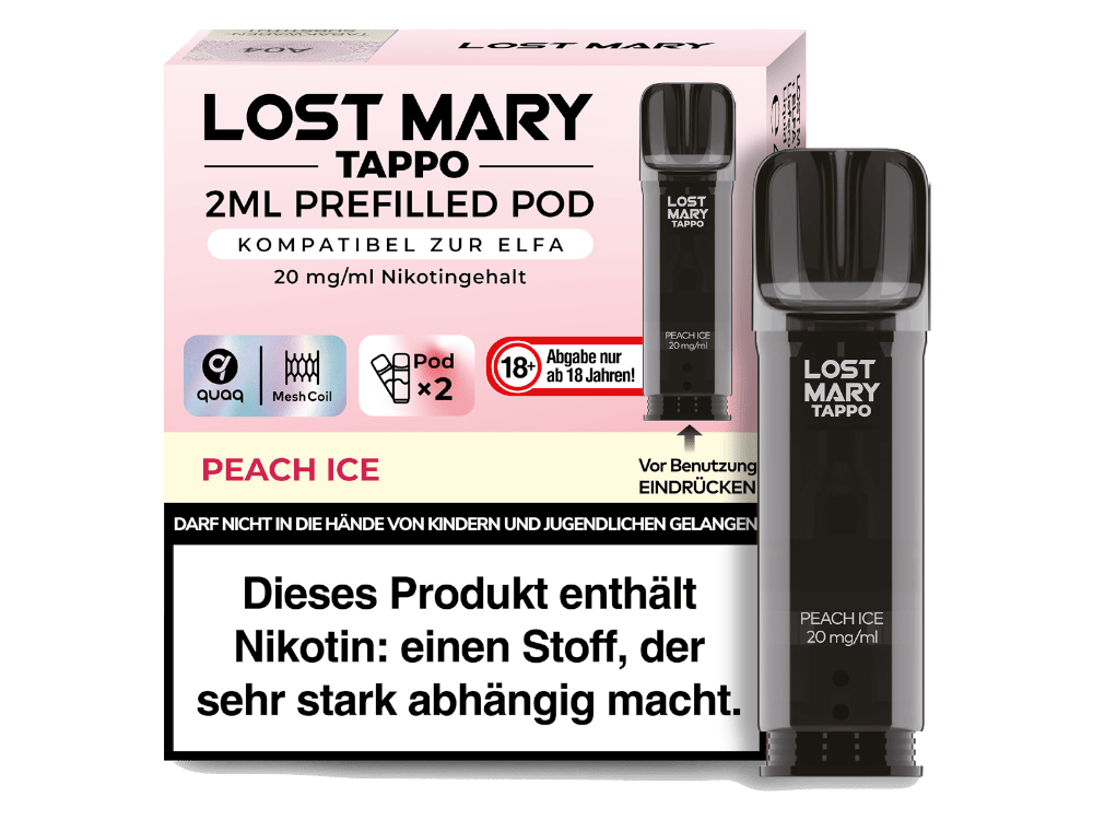 Lost Mary - Tappo - 2ml Prefilled Pods (2 Stück pro Packung) - Peach Ice 1er Packung 20 mg/ml- Vapes4you
