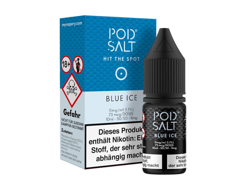 Pod Salt - Blue Ice - 10ml Fertigliquid (Nikotinsalz) - 1er Packung 11 mg/ml - Vapes4you