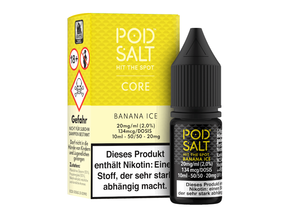 Pod Salt Core - Banana Ice - 10ml Fertigliquid (Nikotinsalz) - 1er Packung 20 mg/ml - Vapes4you