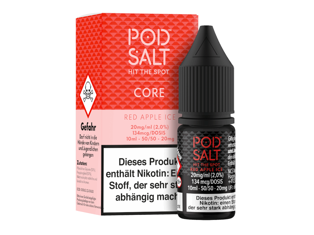 Pod Salt Core - Red Apple Ice - 10ml Fertigliquid (Nikotinsalz) - 1er Packung 20 mg/ml - Vapes4you