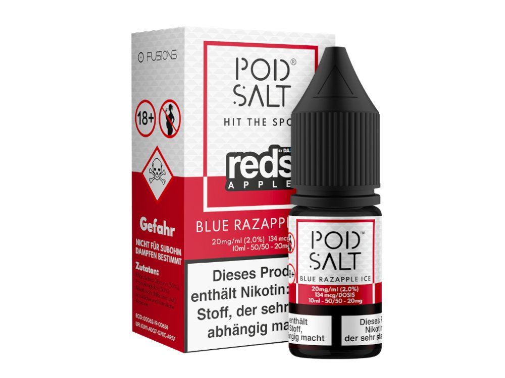 Pod Salt Fusion - Blue Razapple Ice - 10ml Fertigliquid (Nikotinsalz) - 1er Packung 20 mg/ml - Vapes4you