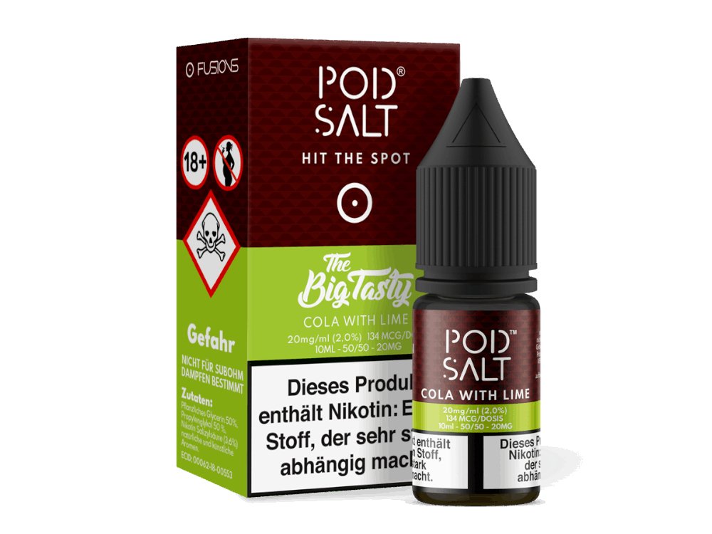 Pod Salt Fusion - Cola with Lime - 10ml Fertigliquid (Nikotinsalz) - 1er Packung 20 mg/ml - Vapes4you