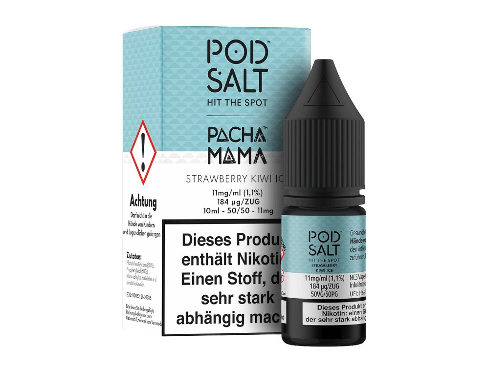 Pod Salt Fusion - Strawberry Kiwi Ice - 10ml Fertigliquid (Nikotinsalz) - 1er Packung 11 mg/ml - Vapes4you