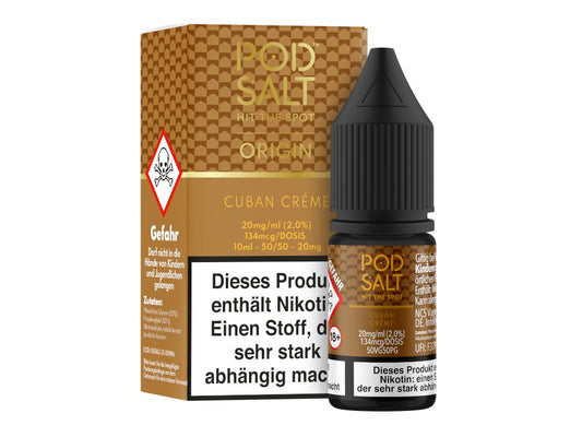 Pod Salt Origin - Cuban Creme - 10ml Fertigliquid (Nikotinsalz) - 1er Packung 20 mg/ml - Vapes4you