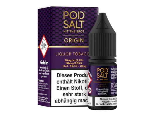 Pod Salt Origin - Liquor Tobacco - 10ml Fertigliquid (Nikotinsalz) - 1er Packung 20 mg/ml - Vapes4you