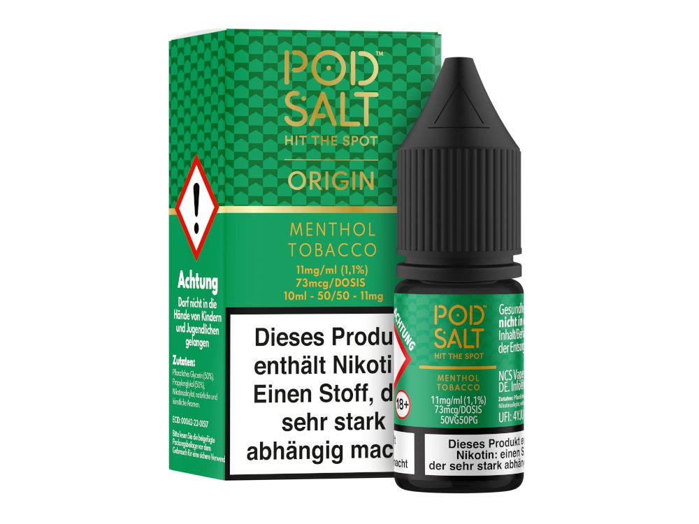 Pod Salt Origin - Menthol Tobacco - 10ml Fertigliquid (Nikotinsalz) - 1er Packung 11 mg/ml - Vapes4you