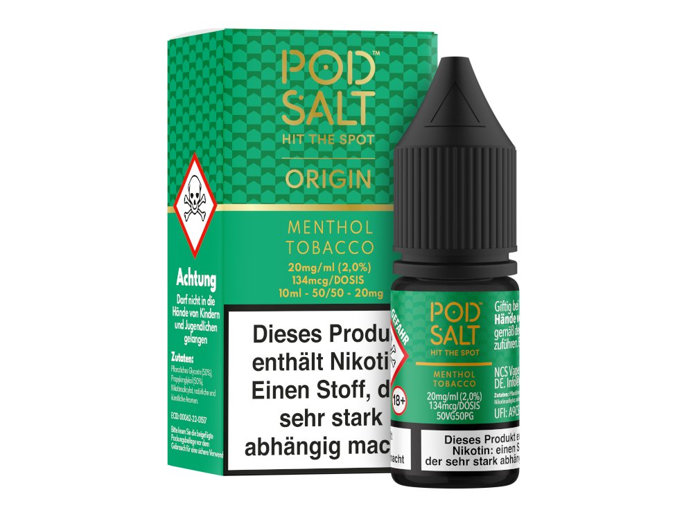 Pod Salt Origin - Menthol Tobacco - 10ml Fertigliquid (Nikotinsalz) - 1er Packung 20 mg/ml - Vapes4you