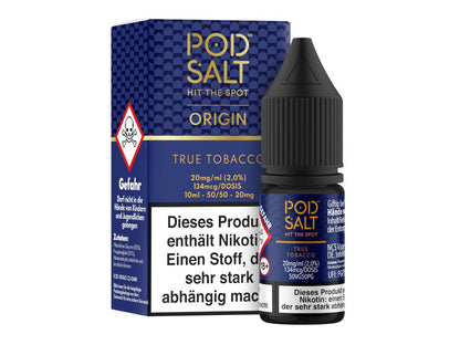 Pod Salt Origin - True Tobacco - 10ml Fertigliquid (Nikotinsalz) - 1er Packung 20 mg/ml - Vapes4you